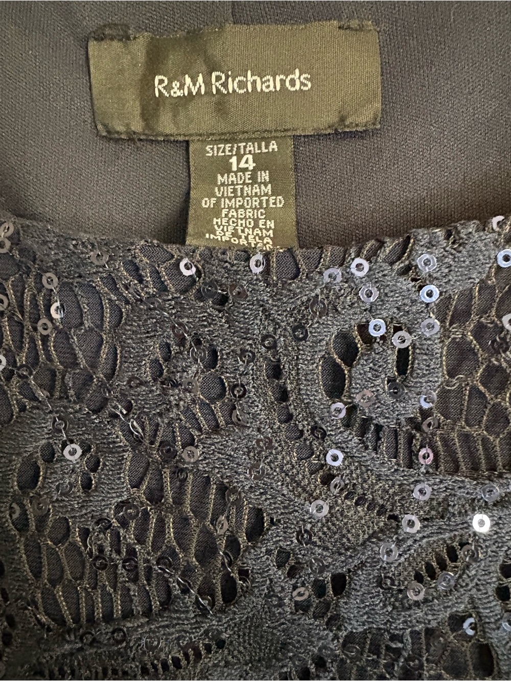 NWT R& M Richards Navy Sequin Lace Capelet Midi Dress from Macy’s Size 14 - Picture 5 of 7